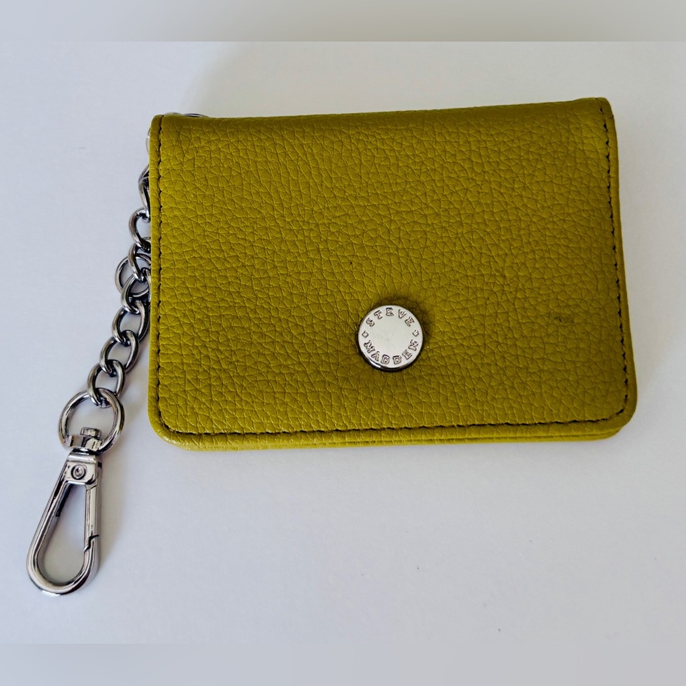Steve Madden Yellow Card Holder with Silver Chain